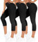 TNNZEET 3er Pack Capri Leggings Damen 3/4 für Sport, 7/8 Leggins High Waist Hose Sporthose für Gym Yoga(Schwarz/Schwarz/Schwarz,S-M)
