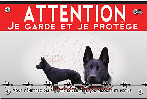 Pancarte métal Attention au chien berger allemand mondioring
