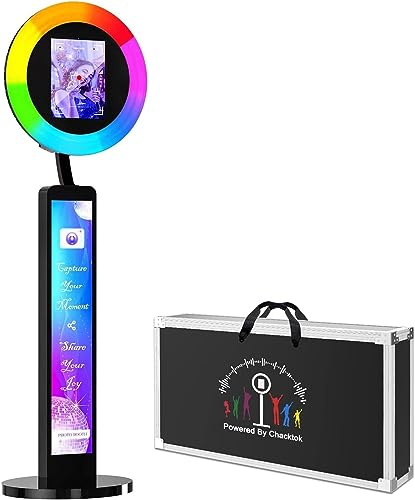 HARZHI Photo Booth Machine for Ipad, Photo Booth with Flight Case APP Remote Control Automatic 360 Spin Camera Booth Machine for People to Stand on (31.5+ FlightCase)