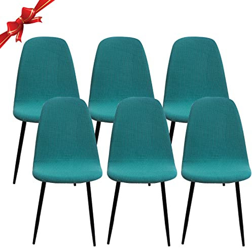 Jaotto Stuhlhussen 6er Set Strech, Esszimmerstühle Bezug Universal Waschbar Abnehmbare,Elegante Stuhlbezug Stuhlabdeckung Antirutsch, Küchenstühle für Büro Esszimmer Wohnzimmer,Jacquard Grün
