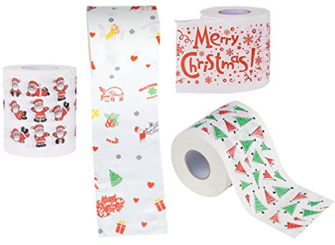 Gadpiparty 4rouleaux Papier Toilette Réutilisable Avec Motifs De Noël Serviettes Pratiques Pour Salle De Bain Idéales Pour Fêtes