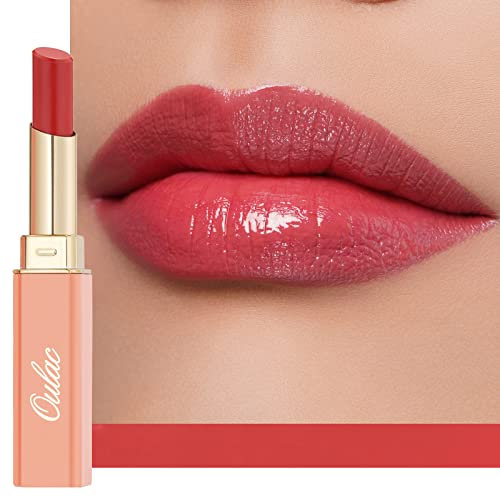 Oulac Moisturising Lipstick Red - Moisture Shine Hydrating Lipstick & Tinted Lip Balm for Dry Lips, Medium Coverage Lip Colour | Juicy Look, Glossy Finish, Vegan, Cruelty-Free, Femme Fatale (01)