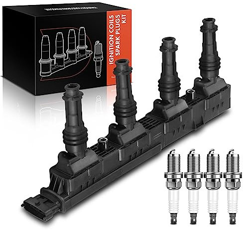 Frankberg 1x Zündspule+4x Zündkerze Kompatibel mit Astra G Caravan T98 L4 1.2L 1998-2003 Corsa B 73 78 79 L4 1.2L 1998-2000 Replace# 90560110