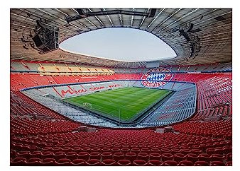 TADESSI Leinwandbild Fußball M1-No.50299 | Wandbild Grün Rot | Keilrahmen Stadion Bayern München | 71 x 51 cm