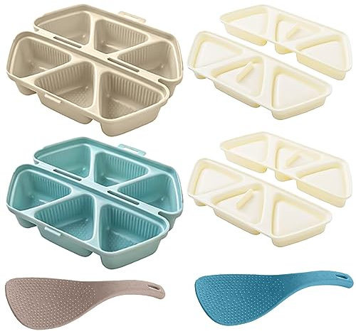 YIDM Onigiri Form Sushi Onigiri Mold 2 Stück Onigiri Maker 6-in-1, Onigiri Form mit 2 Reislöffel, Sushi Form Onigiri Maker, Dreiecks Sushi Form,Sushi-Formen-Set für Lunch Bento Box Zubehör