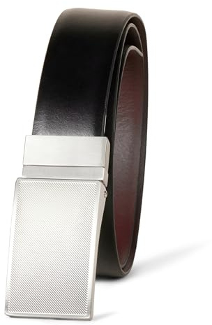 Amazon Essentials Men's Leather Reversible Plaque Dress Belt