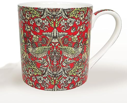 heritage Large China Mug Premium Fine Bone China 16Fl Oz Cups and Mugs - Professional Quality for Kitchens, Restaurants, Cafes - Strawberry Thief