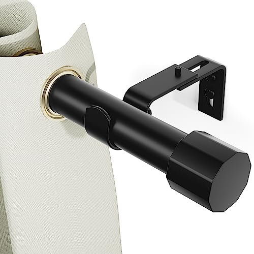 SZXIMU Gardinenstange Schwarz Matt, 81-239cm lang Ø25mm Curtain Rod Vorhangstange Metall wandmontage mit verstellbarer Halterung mit Cap Endstück für Fenster Ösenvorhang Scheibengardine