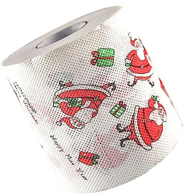 GLEAVI Toilettenpapierrolle mit Weihnachtsmann-aufdruck Weihnachtliches Motiv aus Zellstoff für Zuhause und Geschäfte Weich und Reißfest
