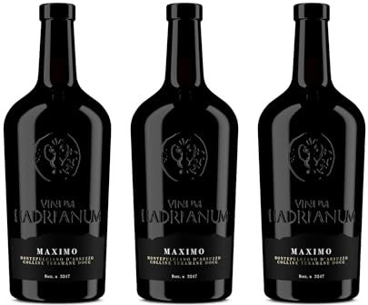 3 Bottles Italian MAXIMO 2021 Red Wine (Color Bright Ruby) Montepulciano D'Abruzzo by by Vinum Hadrianum | Colline Teramane DOCG Embrace Wine | Excellence in Every Sip - (Each Bottle 750 ml)