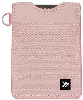 Thread Wallets Schlanke minimalistische elastische und vertikale Geldbörse aus Leder mit RFID für Damen und Herren kleines Kreditkartenetui für Vordertasche (Rose Dust)