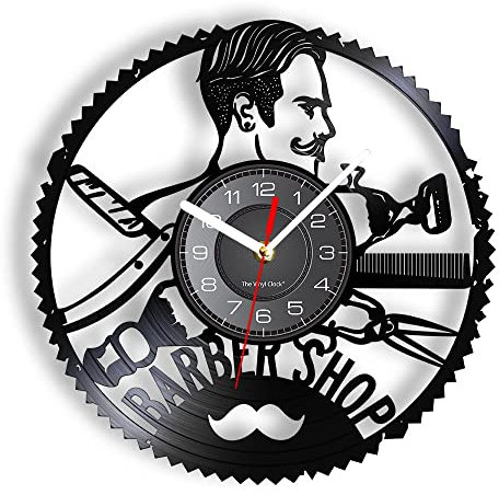 Vinyl-Wanduhr, einzigartige Friseursalon-Wanduhren, handgefertigtes Geschenk, Wanduhr geeignet für jede Wanddekoration. (ohne Licht/Geschenk: Haken + Geschenkbeutel)