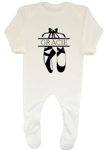 Shopagift Personalised Ballerina Baby Grow Romper Suit Hanging Ballet Shoes Ballet Lover Boys Girls White