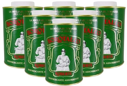 Talco In Barattolo, Talco in Polvere Multiuso Assorbente e Rinfrescante, Per Una Pelle Vellutata. Adatto Per Uomo, Donna e Bambini 500g (6 Barattoli)