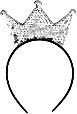WLLHYF Pailletten Krone Stirnband Weihnachten Glitzer Kronen Haarband Gold Haarreifen Haarschmuck für Mädchen Frauen Geburtstag Weihnachtsfeier (Grau)