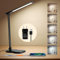 Schreibtischlampe LED Dimmbar, Tischlampe mit Stecker, 5 Farben und 10 Helligkeitsstufen Touch Control, USB-Ladeanschluss LED Tischlampe, Augenschutz Desk Lampe mit 45 min Timer für Büro Schwarz