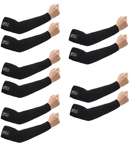 CAWANFLY Schützende Armstulpen, schnittfest, hitzebeständig, abriebfest, Sicherheitsarmband für Garten, Küche, Arbeit, 5 Paar, Schwarz, 40 cm