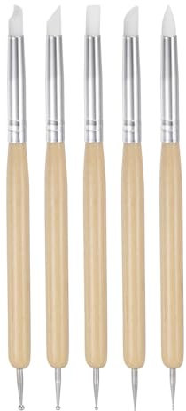 QUARKZMAN 5Stk Silikon Ton Modellier Werkzeug Doppelendig Gummi Spitze Metall Kugel Silikon Former Stifte Modellier Punktierung Werkzeug für Basteln Skulptur Töpfern Malen Holz