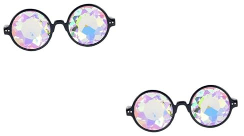 DEARMAMY 2St Kaleidoskop-Brille edm brille brille Brille für Raves trippige Brille Kaliedoskope regenbogengläser prismenbrille partybrille Sonnenbrille schnapsgläser Beugungsgläser