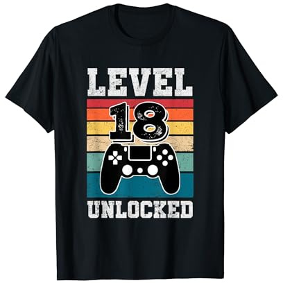Level 18 Unlocked 18 Year Old Gamers 18th Birthday Gaming T-Shirt