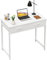 WOHOMO Small Computer Desk with Drawers, 31.5 Inch White Vanity Desk with Storage, Home Office Computer Desks for Small Spaces, Modern Work Writing Study Table, White
