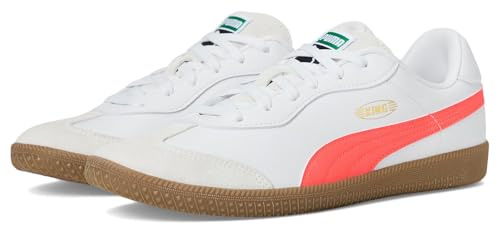 Puma Men's King 21 Indoor Trainer Soccer Shoes, White/Glowing Red, 8, Medium