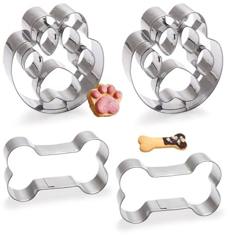 YZROHYI 4 Stück Plätzchen Ausstecher Knochen Hund,Keksausstecher Knochen Klein,Ausstechformen Deko,Cookie Cutter Set,Paw Patrol Ausstecher Edelstahl,Ausstechers Backen Und Basteln für Geschenke