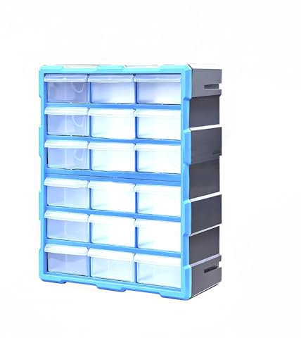 Kleinteilemagazin Sortimentskasten erweiterbar 18 Fächer (Blau)