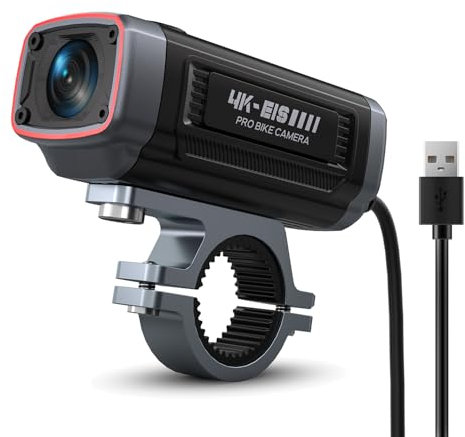 Grabadora de Motocicletas AKEEYO-710PRO EIS,WiFi 4k 28 fps 20MP, IP66 Ultra HD Impermeable Cámara de Motocicleta, 142 ° Grand Angle Vision Nocturne con Tarjeta de 64 GB, Sensor G, Modo de Estacionamie