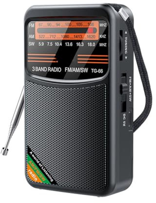 Cloudpower Pocket Handheld Radio, Portable AM FM SW Bands Radio1000mah Battery Powered Mini Radio Digital Tuning Stereo Personal Radio with 3W Speaker, Type C Charging(Black)