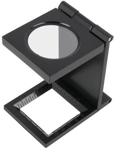 Loupe de Table Compte-Fils Pliable, Grossissement 10x, en Métal et Verre Optique, Idéale pour Lecture, Travail de Précision, Bureau, Maison, Réparation, Hobby, Artisanat