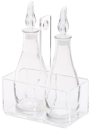 LINEE Recanati MEDITERRANEA Porta Olio e Aceto – Set Condimento in PMMA e Vetro 18x10x23 cm – Eleganza Contemporanea per la Tavola – Made in Italy (Trasparente)