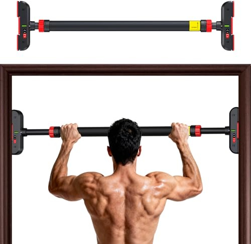 Barre de traction pour cadre de porte sans vis avec verrou fileté innovant pour un maintien sûr – Barre de traction de 72 à 120 cm avec capacité de charge jusqu'à 200 kg pour entraînement du haut du