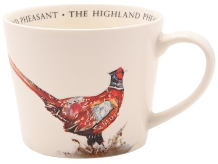 Widdop and Co Meg Hawkins Ceramic Mug – Pheasant Design | Watercolour Wildlife Illustration Cup for Everyday Use and Countryside Inspired Gifting - 390ml