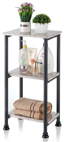 Floordirekt Badregal, Badezimmerregal mit 3 Ebenen, Nischenregal, Regal schmal, Nischenwagen platzsparend (Charles 35 x 26 x 70 cm)