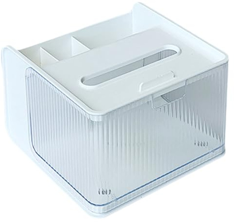Bosiyrggrl Desktop Living Room Multifunctional Tissue Box Desktop Paper Box Storage Box Mobile Phone Rack Bathroom Box Easy Install White