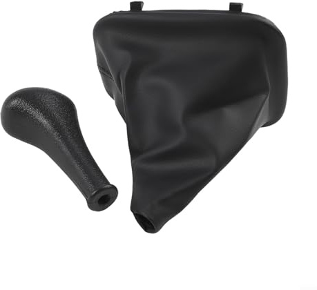 TDCuizent Schaltknauf + Staubschutz Set Kunststoff und Leder Konstruktion Schwarz für Mercedes-Benz C-Klasse W201 W202 E-Klasse W123 W124 S-Klasse W126 W140 Modelle (5 Gänge)