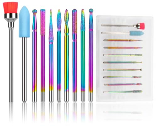 BAHME Set de 10 Embouts Ponceuse Ongles – Bits Ponceuse Ongles Titan Coloré pour Manucure & Ongles en Gel