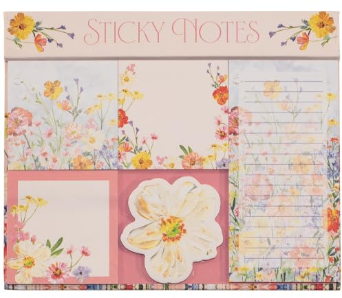 Design By Violet Saffron Floral Magnetic Sticky Notes Set | Magnetic sticky notes set for reminders, shopping lists and messages. Ideal for home, office and gifting.