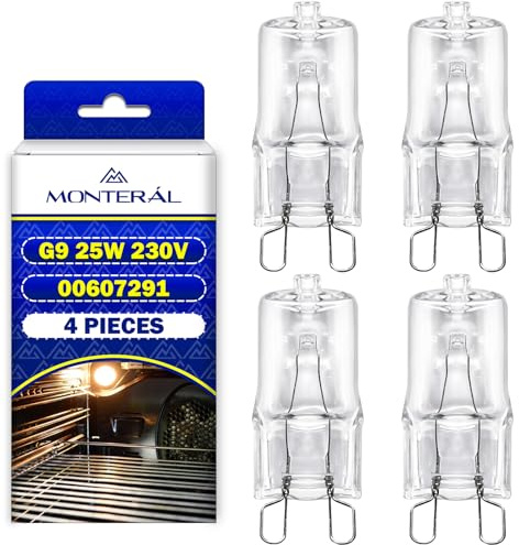 4 x Halógena Bombilla Horno G9 25W 300°C 00607291 para Bosch para Siemens | para Balay Horno de Luz - MONTERAL
