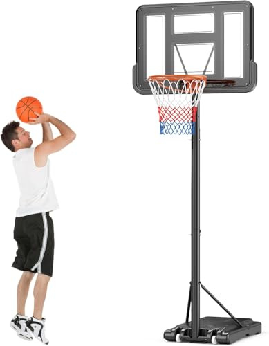 Basketballkorb für den Außenbereich, höhenverstellbar von 157 bis 305 cm, mit 110 x 71,5 cm großem Backboard, transportabler Basketballständer mit vergrößertem Sockel und Rollen, geeignet für Jugendli