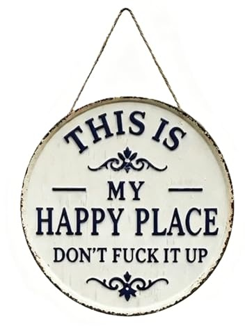 Gartenschild Happy Place, Vintage Deko Garten Metallschild,Gartenschilder | 20 cm Lieblingsplatz Schild Blechschilder Sprüche This Is My Happy Place Sign für Zuhause Garten Bar oder Café