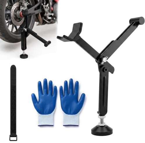 Béquille Moto Pliable, Lève-Moto Arrière Réglable 33-41 cm | portable & compact, support universel, base antidérapante, levier ergonomique, gants nitrile inclus, entretien chaîne