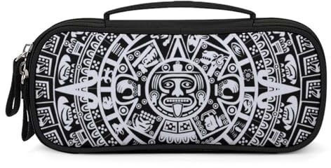 Maya-Kalender Ende der Welt, Mehrzweck-Organizer-Tasche mit Griff, strapazierfähiges PU-Leder, Stifttasche, tragbare Make-up-Aufbewahrungstasche für Reisen, Alltag, Schreibtischorganisation, 21 x 11 x