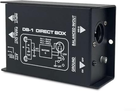 Passive Di Box Single Channel Audio Isolator mit Ground Lift Switch für Gitarre Bass Keyboard Direct To Mixer XLR Ausgang Schwarz