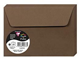 Clairefontaine 5876C - Packung mit 20 Umschläge Pollen selbstklebend, Format C6 11,4x16,2cm, 120g, Maulwurfsgrau, ideal für Ihre Einladungen und Korrespondenz, 1 Pack