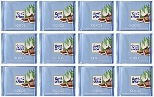 Ritter Sport Chocolate, Coconut, 3.5 Ounce (Pack of 12) by Ritter Sport [Foods]