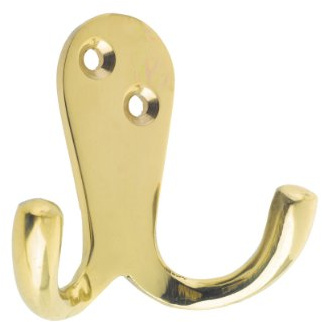 Zoo Hardware Double Coat Hook - Polished Brass