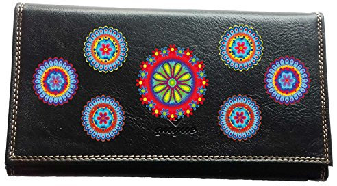 Syl'la Marguerite Rouge Compagnon Tout en Un pour Femme Noir en Simili Cuir