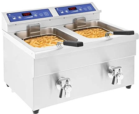 Royal Catering Fritteuse Gastro Induktion 2 x 10L Induktionsfritteuse RCIF-10DB mit Ablasshahn